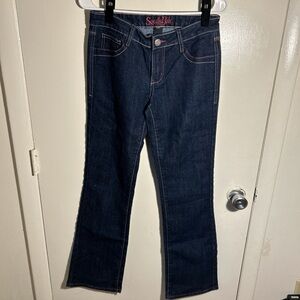 South Pole Women's Dark Indigo Boot Cut Jeans with Pink Stitching